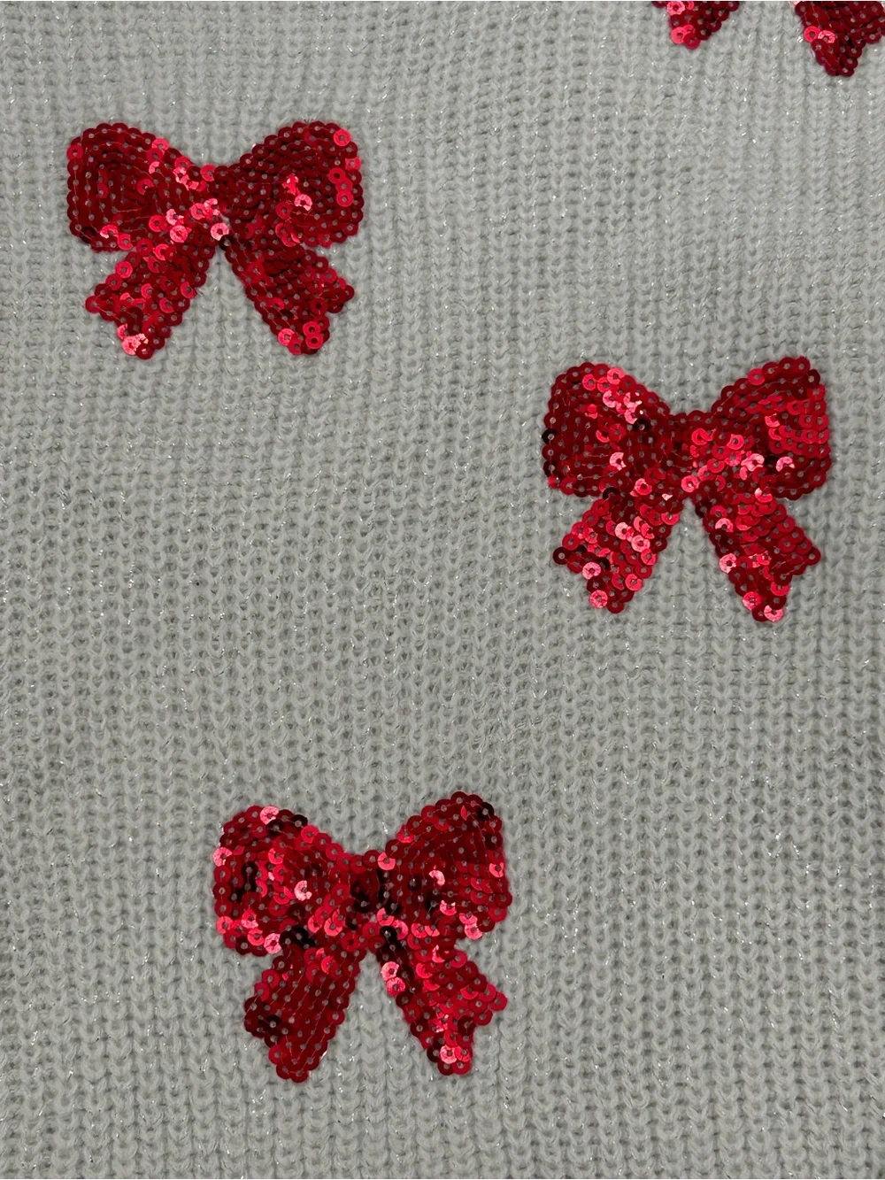 Girls Justice Cream Crewneck Sweater with Red Sequin Bows Size M (10)